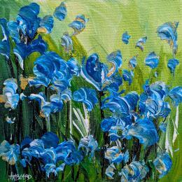 Peinture Iris bleus sauvages  par Amblard Florence | Tableau Impressionnisme Acrylique Nature