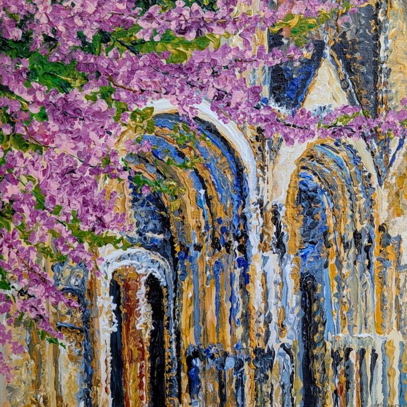 Painting  Arbre de Judée aux portes de la cathédrale. by Amblard Florence | Painting Impressionism Nature Acrylic