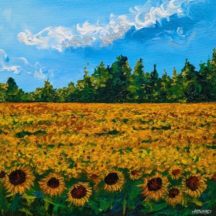 Peinture Champ de tournesol  par Amblard Florence | Tableau Impressionnisme Acrylique Nature