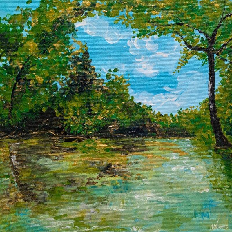 Painting Quiétude aux marais by Amblard Florence | Painting Impressionism Nature Acrylic