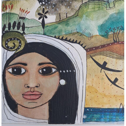 Painting Athenea by Arias Parera Almudena | Painting Naive art Acrylic, Gluing Pop icons