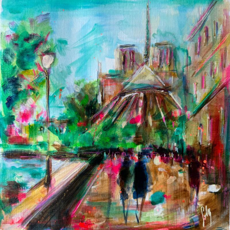 Painting Notre Dame majestueuse  by Solveiga | Painting Acrylic
