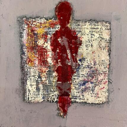 Peinture Solitaire grisé par Rocco Sophie | Tableau Art Singulier Acrylique, Collage Minimaliste