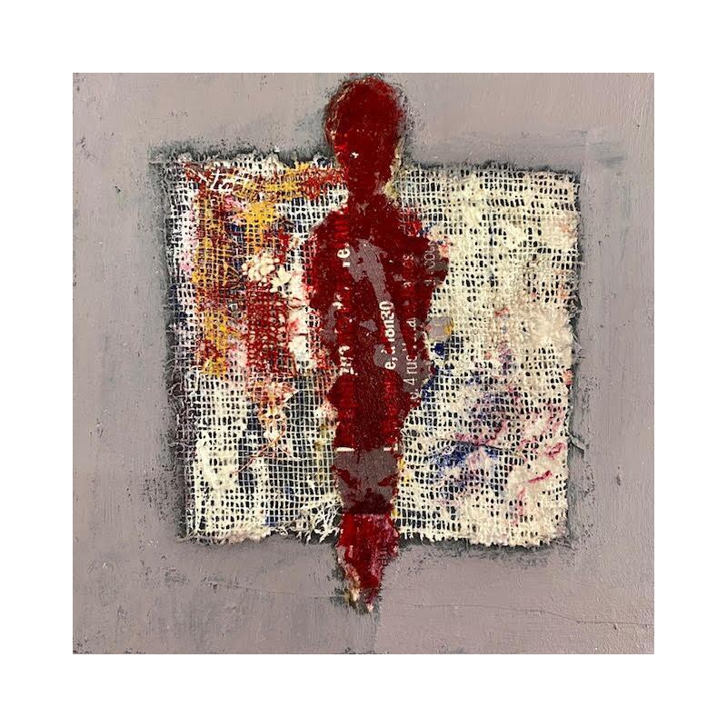 Gemälde Solitaire grisé von Rocco Sophie | Gemälde Art brut Minimalistisch Acryl Collage