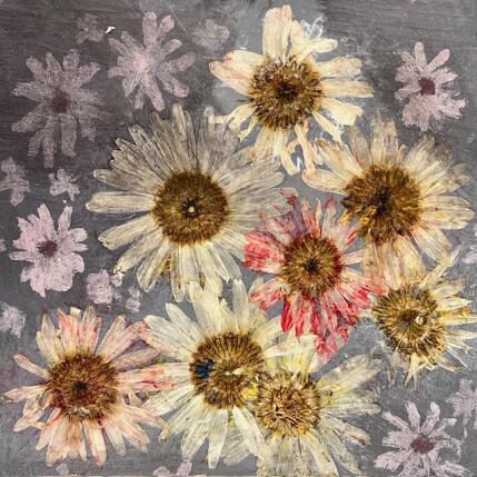 Peinture Marguerite par Rocco Sophie | Tableau Art Singulier Acrylique, Collage Nature
