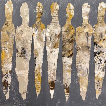 Peinture Pêcheurs de perles par Rocco Sophie | Tableau Art Singulier Acrylique, Collage, Sable Minimaliste