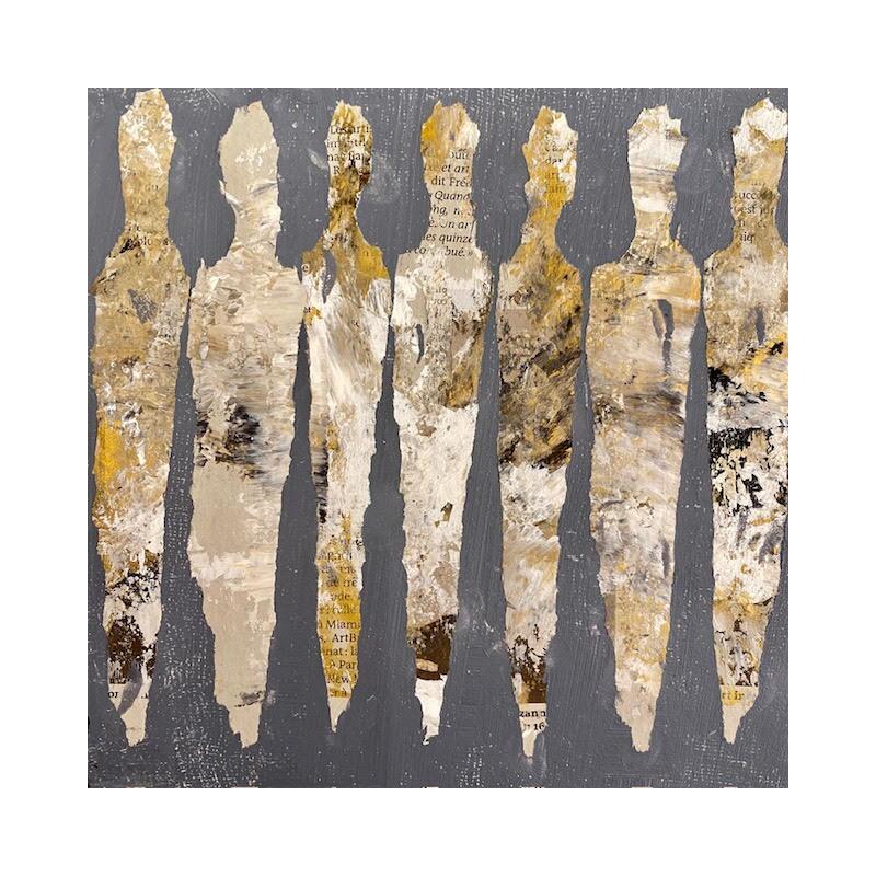 Painting Pêcheurs de perles by Rocco Sophie | Painting Raw art Minimalist Acrylic Gluing Sand