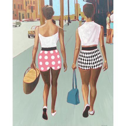 Peinture Les amies par Gallardo Serge | Tableau Figuratif Acrylique Mode, Scènes de vie, Société