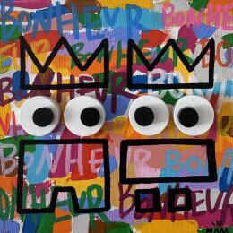 Peinture BONHEUR par Mam | Tableau Pop-art Acrylique Icones Pop, Portraits, Société