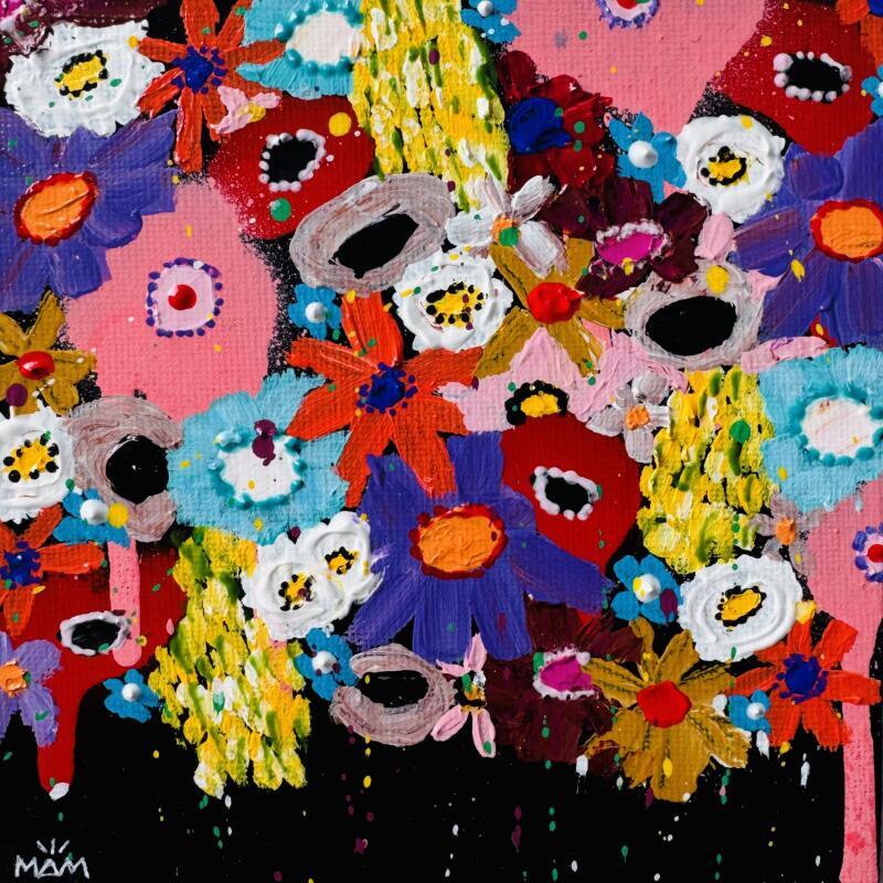 Peinture BLACK FLOWERS par Mam | Tableau Pop-art Nature Natures mortes Acrylique