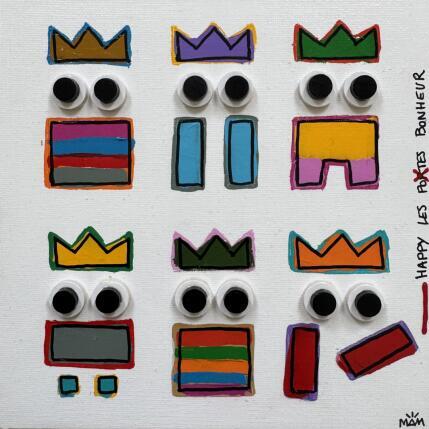 Peinture HAPPY TRIBU par Mam | Tableau Pop-art Acrylique Icones Pop, Minimaliste, Société