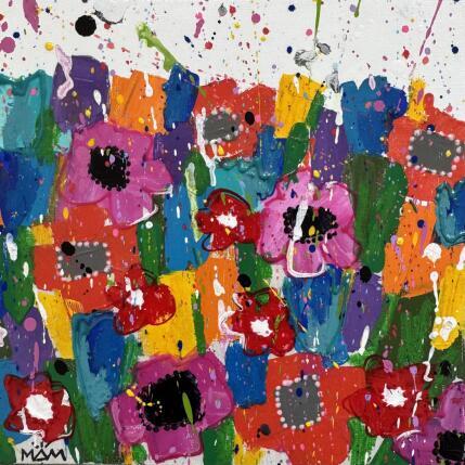 Peinture PINK FLOWERS par Mam | Tableau Pop-art Acrylique Nature, Natures mortes, Paysages
