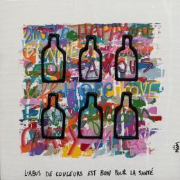 Peinture L'ABUS DE COULEURS par Mam | Tableau Street Art Acrylique Icones Pop, Minimaliste, Société