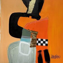 Peinture Jeux de ligne -2 par Lau Blou | Tableau Abstrait Acrylique, Collage