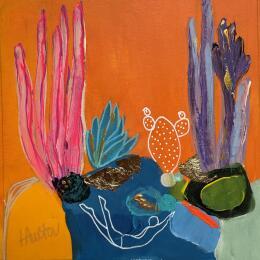 Painting Anger dans les plantes by Lau Blou | Painting Abstract Acrylic, Gluing