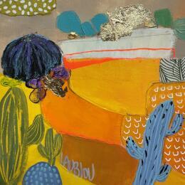 Painting Cactus au bord du Sentier -1  by Lau Blou | Painting Abstract Acrylic, Gluing