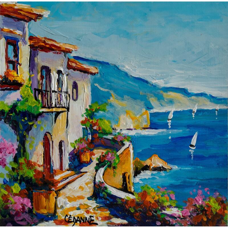 Peinture La corniche fleurie par Cédanne | Tableau Figuratif Paysages Marine Huile Acrylique