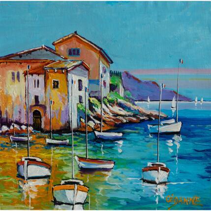 Peinture Crique près de Menton par Cédanne | Tableau Figuratif Acrylique, Huile Marine, Paysages