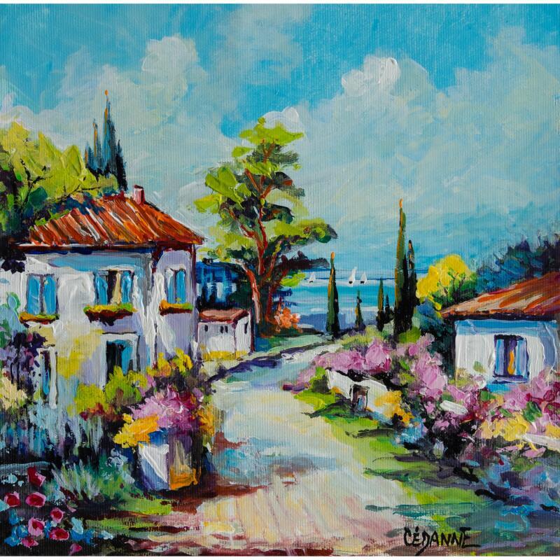 Painting Hameau dans le golfe by Cédanne | Painting Figurative Landscapes Oil Acrylic