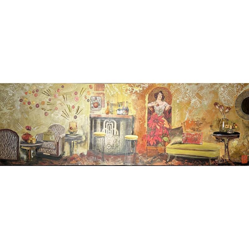 Gemälde L’heure du thé ou autres divertissements von Romanelli Karine | Gemälde Figurativ Alltagsszenen Acryl Collage