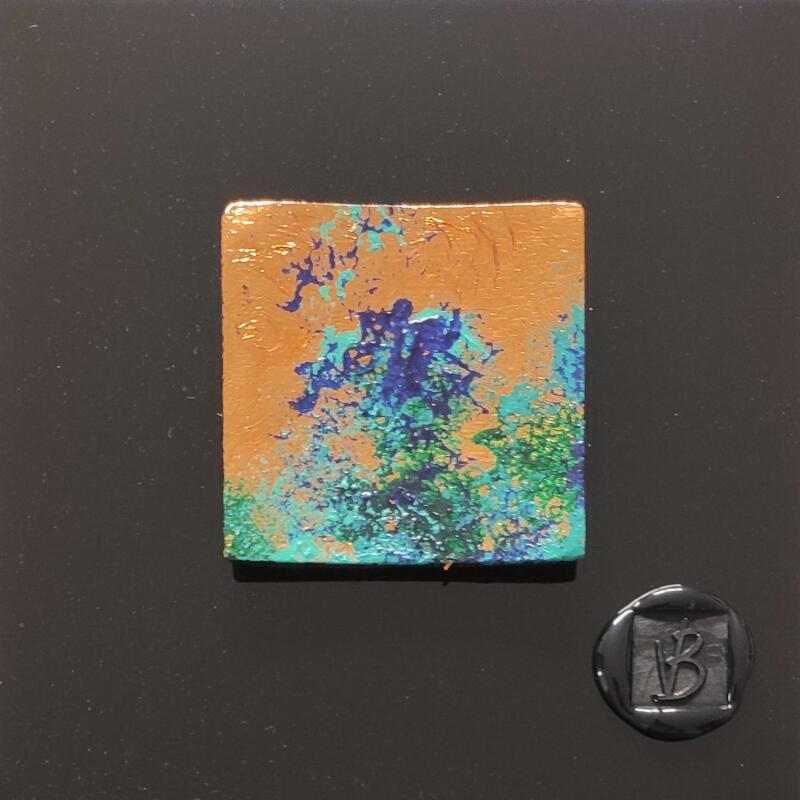 Painting Hino by Bauquel Véronique | Painting Abstract Minimalist Wood Metal Acrylic Gluing Resin