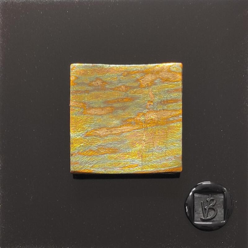 Painting Akashi by Bauquel Véronique | Painting Abstract Minimalist Wood Metal Acrylic Gluing Resin