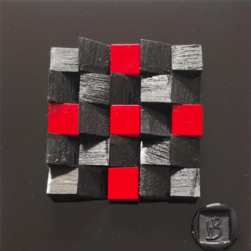 Painting Ota by Bauquel Véronique | Painting Abstract Minimalist Wood Acrylic Gluing