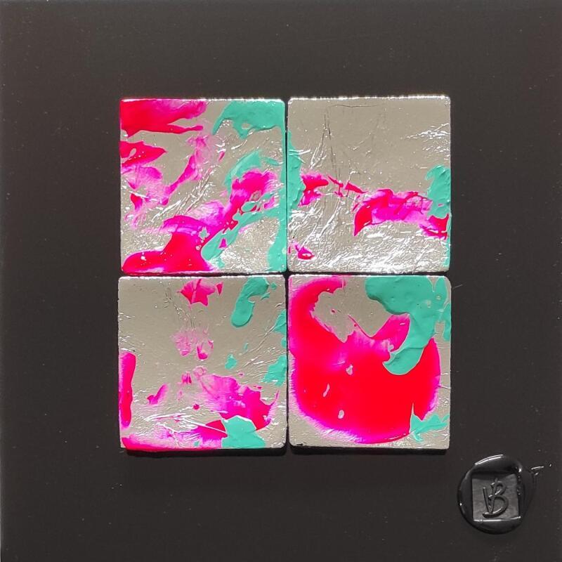 Painting Cupidon by Bauquel Véronique | Painting Abstract Minimalist Wood Acrylic Gluing Resin Silver leaf