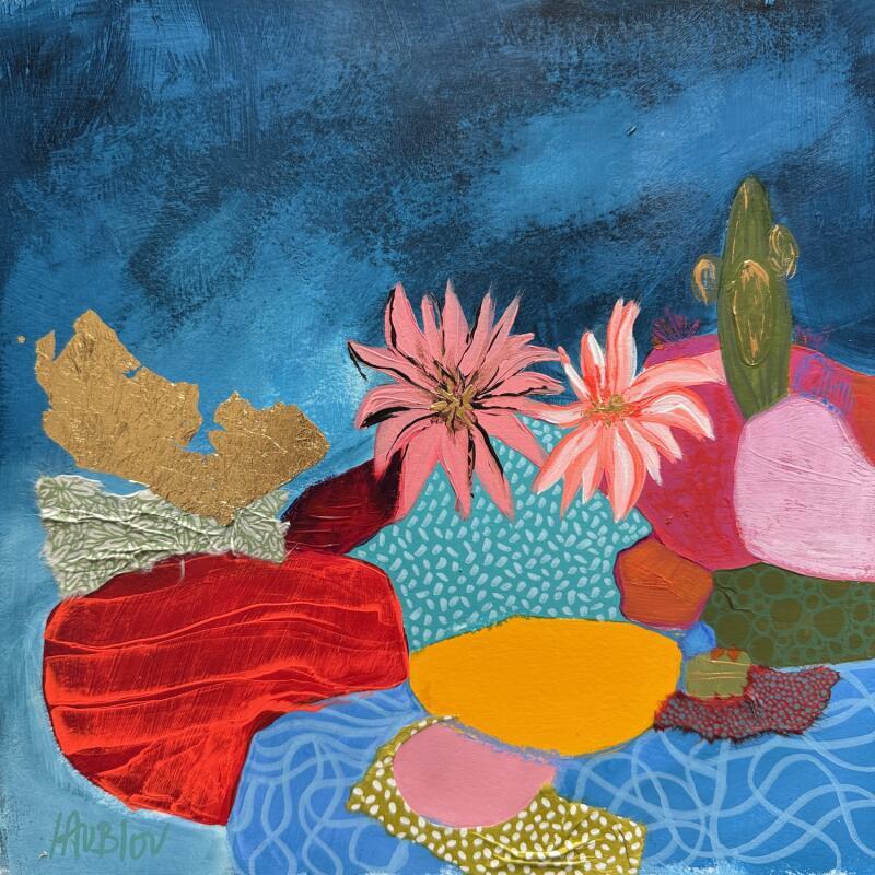 Peinture Eaux dans le desert par Lau Blou | Tableau Abstrait Acrylique Collage