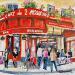 Peinture Café des 2 moulins par Lallemand Yves | Tableau Figuratif Urbain Acrylique