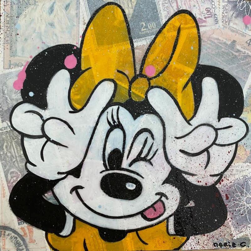 Painting F1  Minnie espiègle by Marie G.  | Painting Pop-art Pop icons Wood Acrylic Gluing