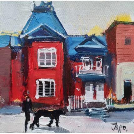 Painting Du rouge et du bleu by Joro | Painting Figurative Oil Urban