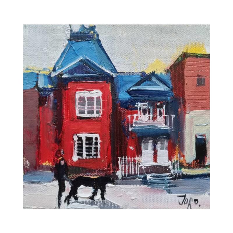 Painting Du rouge et du bleu by Joro | Painting Figurative Urban Oil