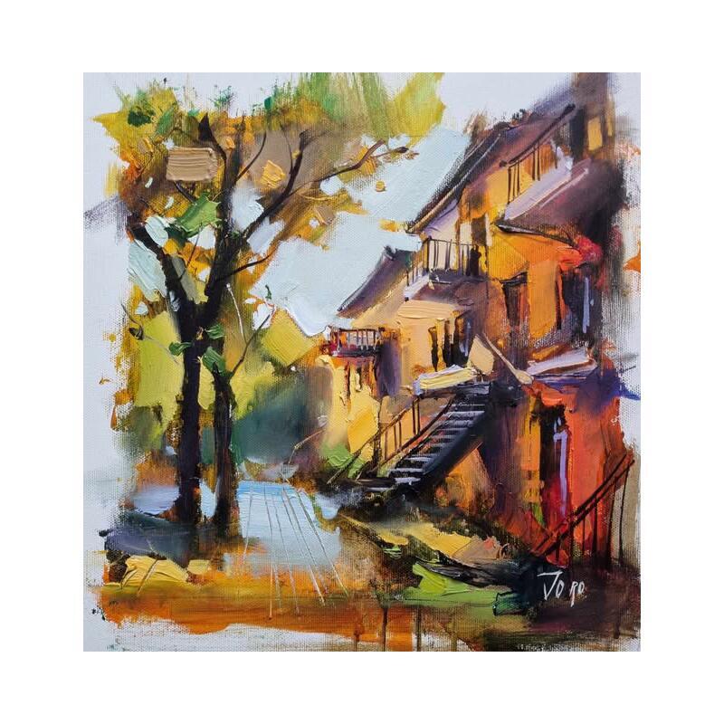 Painting Dans ma rue  by Joro | Painting Figurative Urban Oil
