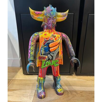 Sculpture Goldo Vandal par Luna | Sculpture Pop-art Acrylique, Graffiti, Posca Icones Pop