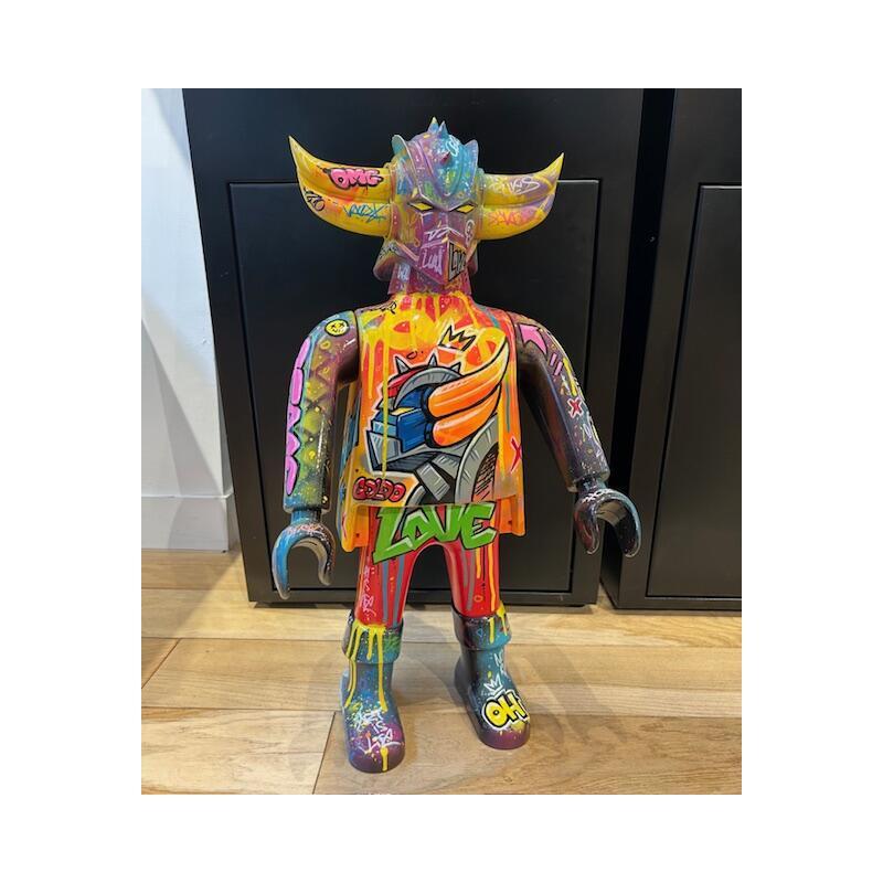 Sculpture Goldo Vandal par Luna | Sculpture Pop-art Icones Pop Graffiti Acrylique Posca