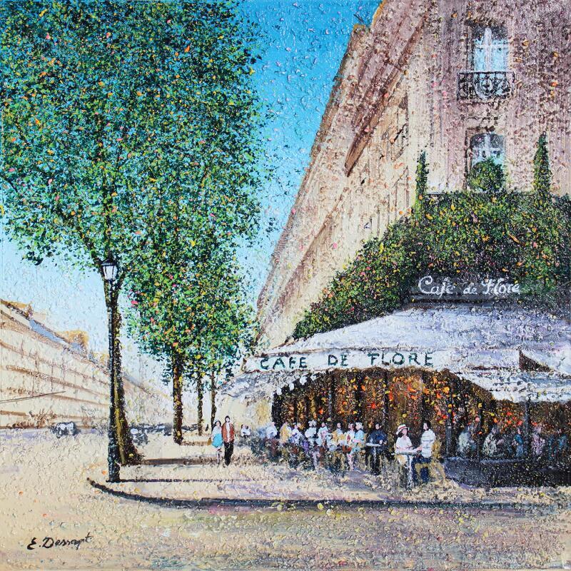 Gemälde Le café de Flore  von Dessapt Elika | Gemälde Impressionismus Acryl Sand
