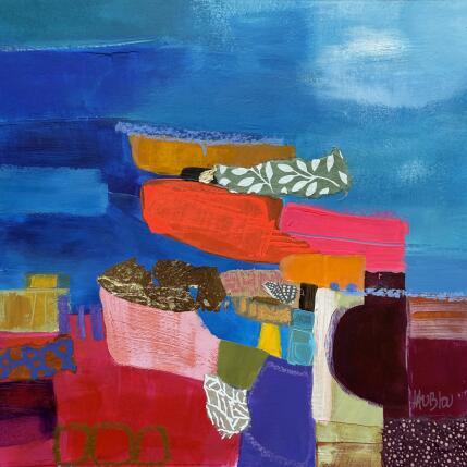 Painting Le brin d'olivier by Lau Blou | Painting Abstract Acrylic, Cardboard, Gluing Landscapes, Pop icons