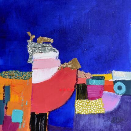 Painting Pluie d'or by Lau Blou | Painting Abstract Acrylic, Cardboard, Gluing