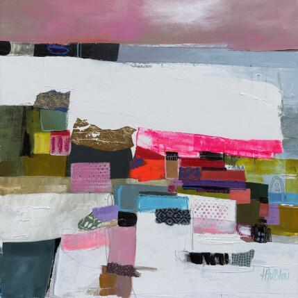 Painting Maisons près du remblais by Lau Blou | Painting Abstract Acrylic, Cardboard, Gluing