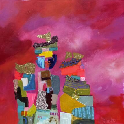 Painting Une amitié sincère by Lau Blou | Painting Abstract Acrylic, Cardboard, Gluing Portrait