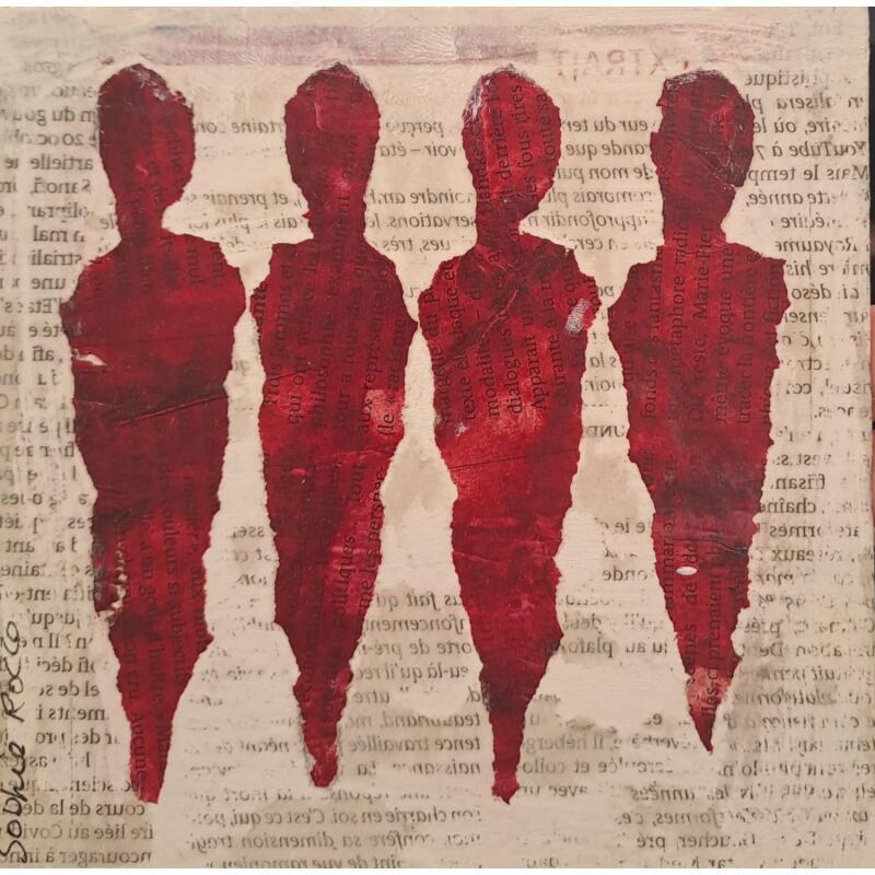 Painting Les Littéraires by Rocco Sophie | Painting Raw art Acrylic Gluing Sand