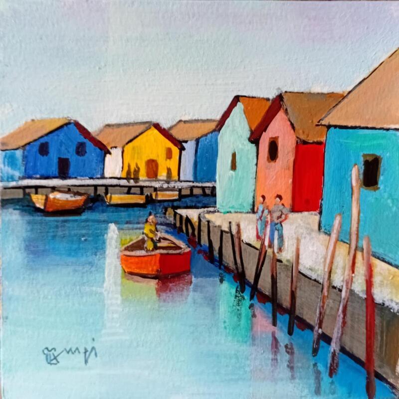 Gemälde LES CABANES D'OLERON von Burgi Roger | Gemälde Figurativ Landschaften Marine Alltagsszenen Acryl