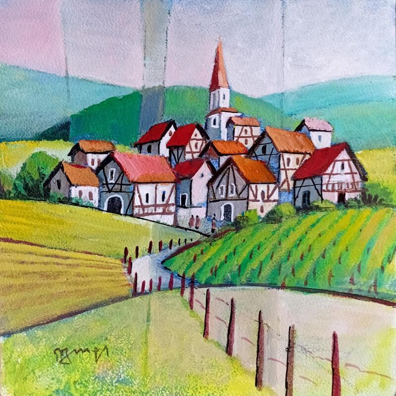 Painting VILLAGE ALSACIEN by Burgi Roger | Painting Figurative Landscapes Urban Nature Acrylic