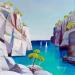 Painting CALANQUE AUX TROIS PINS by Burgi Roger | Painting Figurative Landscapes Marine Nature Acrylic