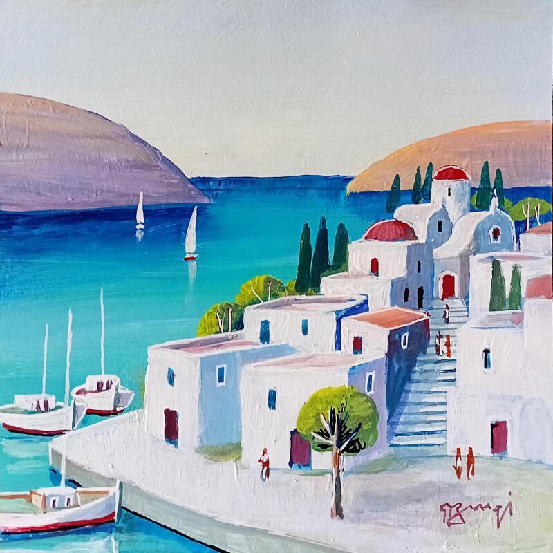 Painting LES ILES GREQUES by Burgi Roger | Painting Figurative Landscapes Urban Marine Acrylic