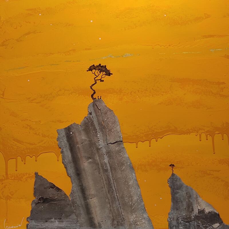 Peinture L'or du soir par Lemonnier  | Tableau Matiérisme Paysages Acrylique Zinc