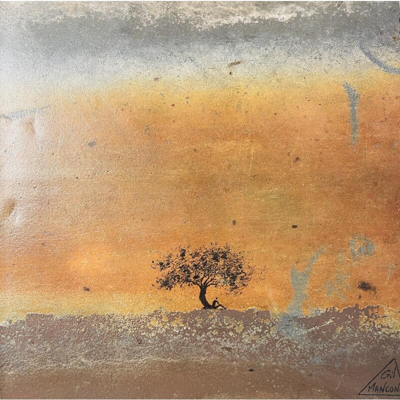 Painting Danaé by Manconi Gil | Painting Subject matter Landscapes Metal Upcycling