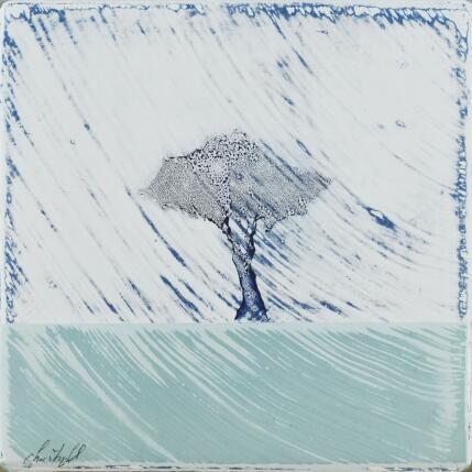 Gemälde Sur le bleu d'un sol 456 von ChristophL | Gemälde Figurativ Acryl, Holz, Tinte Landschaften, Minimalistisch