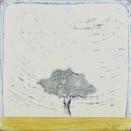 Painting Comme un jaune arborescent 460 by ChristophL | Painting Figurative Acrylic, Ink, Wood Landscapes, Minimalist